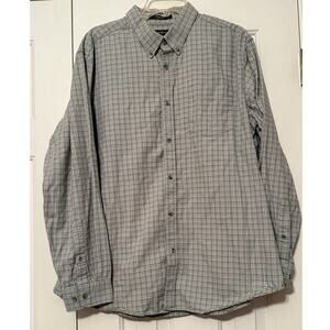 Eddie Bauer Men's Relaxed Fit Button-Down Checked Shirt, XL